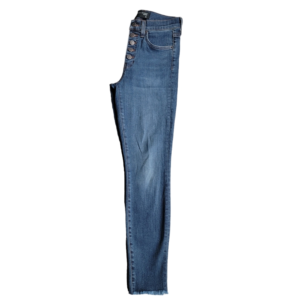 Veronica Beard Debbie High-Rise Button Fly Fray Hem Skinny Jeans Laguna … - Picture 5 of 16